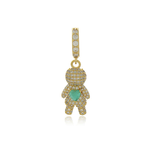 Pingente Menino dourado argola cravejado