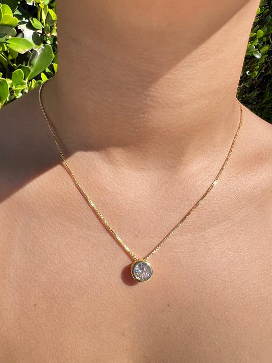 Colar Pingente Ponto de Luz - banhado a ouro 18k