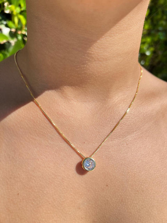 Colar Pingente Ponto de Luz - banhado a ouro 18k