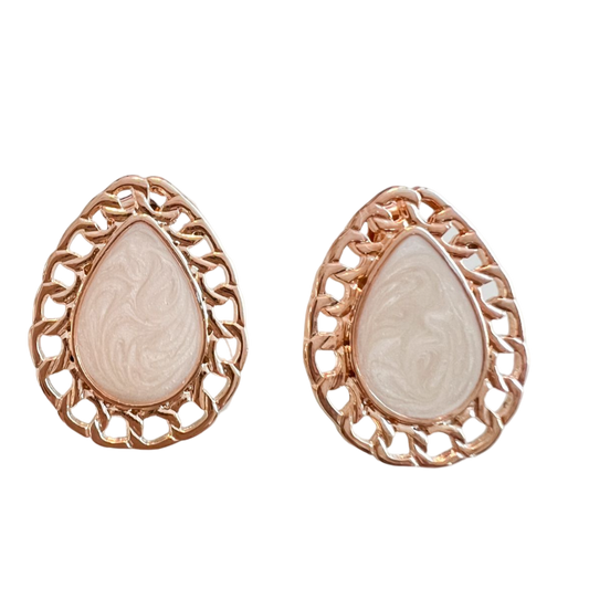 Brinco Gota esmaltado bege - Banhado a ouro 18k