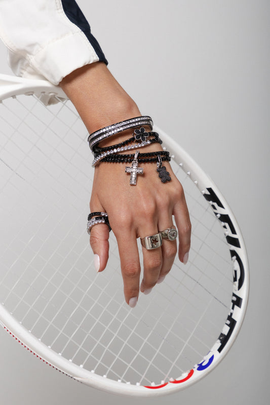 Pulseira três pontas ródio negro