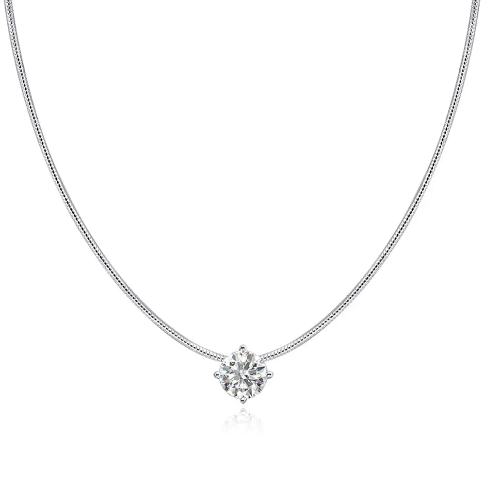 Colar Solitário Moissanite Luxo - 100% Prata 925