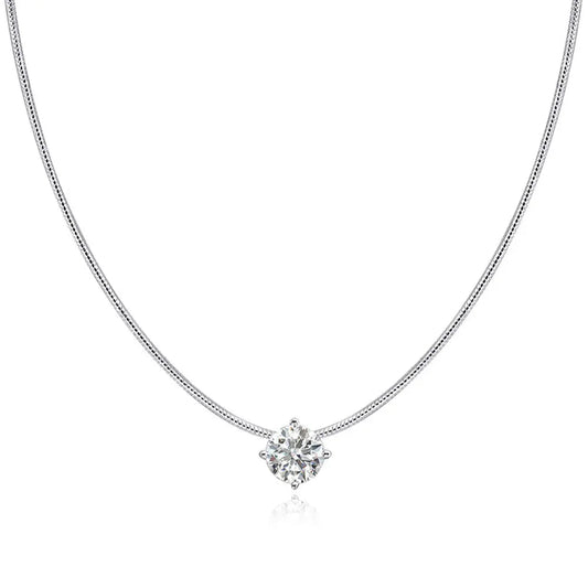 Colar Solitário Moissanite Luxo - 100% Prata 925