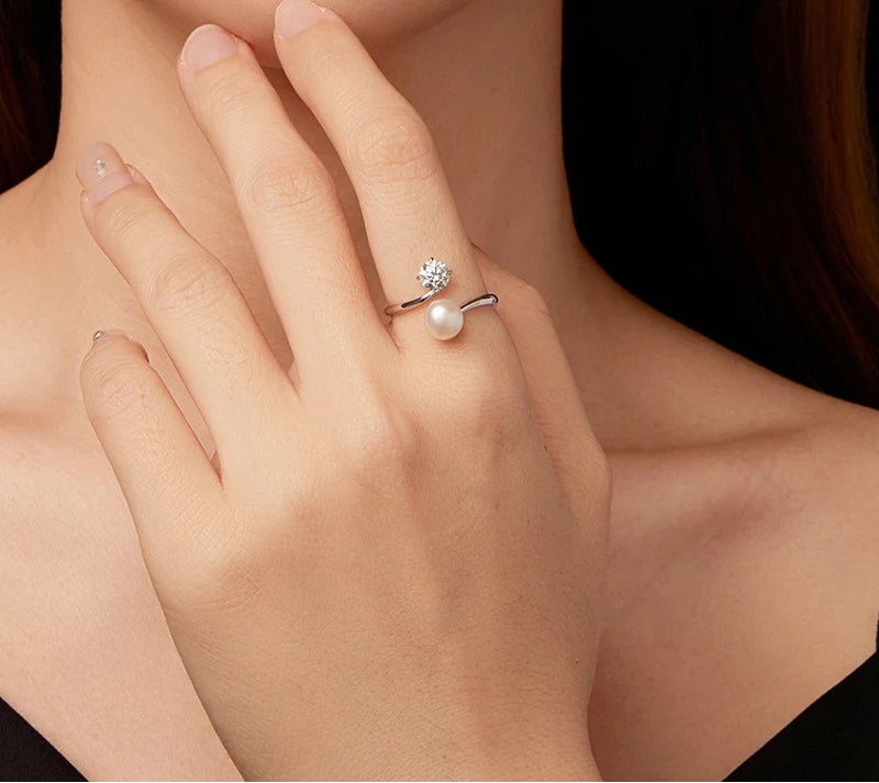 Anel Pérola Moissanite 0.5ct - 100% Prata 925