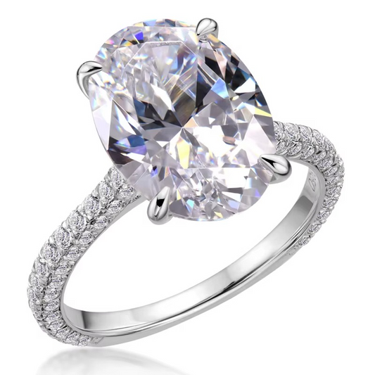 Anel Pedra Oval Moissanite - 100% Prata 925
