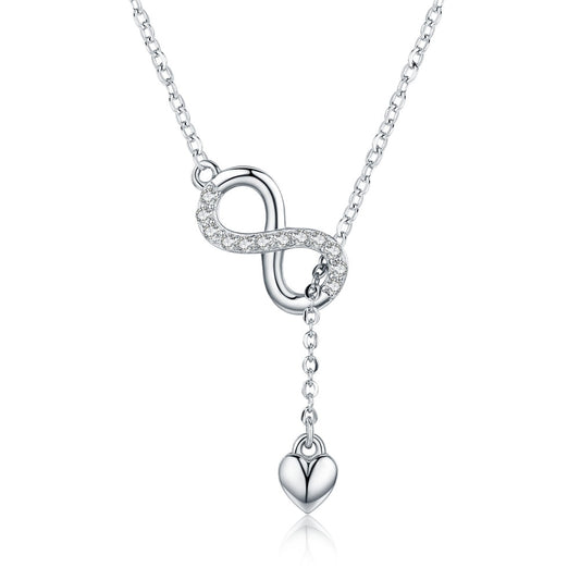 Colar Infinito Gravatinha - 100% Prata 925 cravejado com zircônias