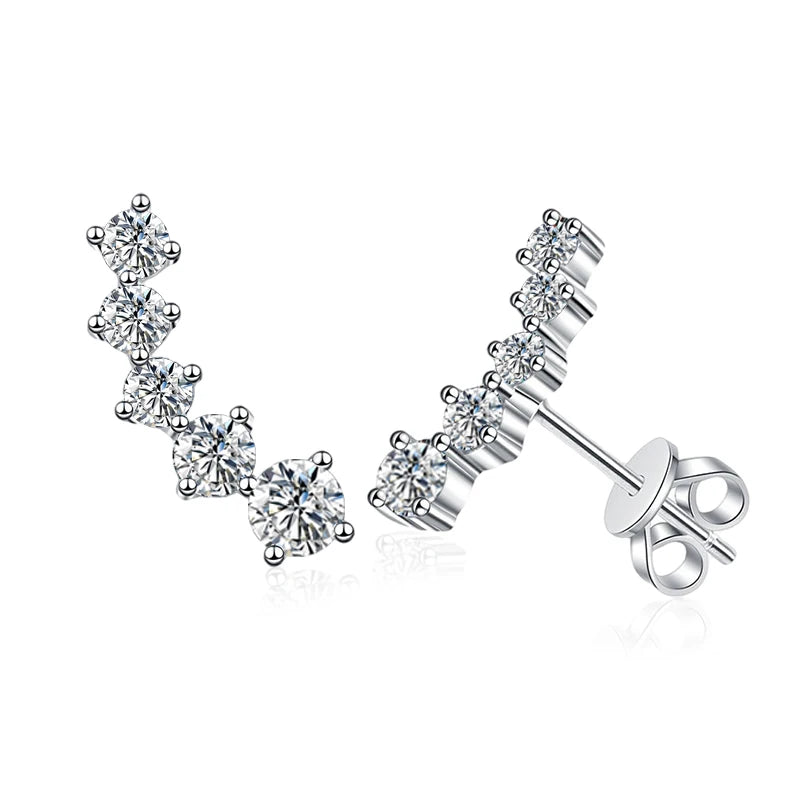 Brinco Ear Cuff Moissanite - 100% Prata 925