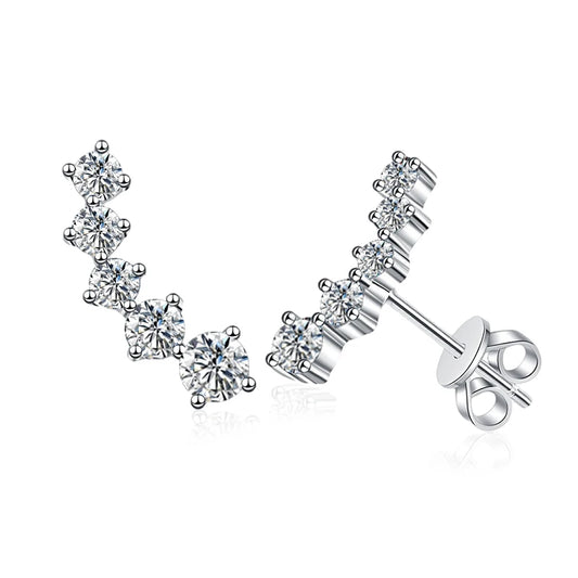 Brinco Ear Cuff Moissanite - 100% Prata 925
