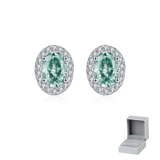 Brinco Oval Turmalina Moissanite 0.5 ct - 100% Prata 925
