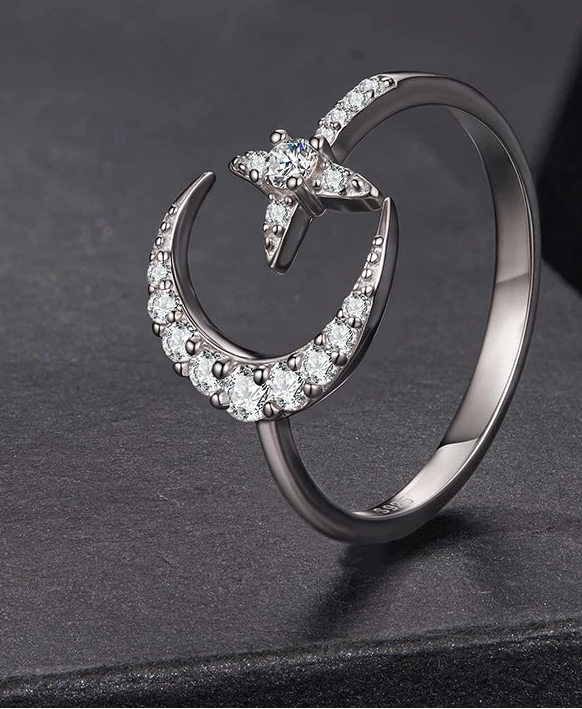 Anel The Moon Moissanite - 100% Prata 925