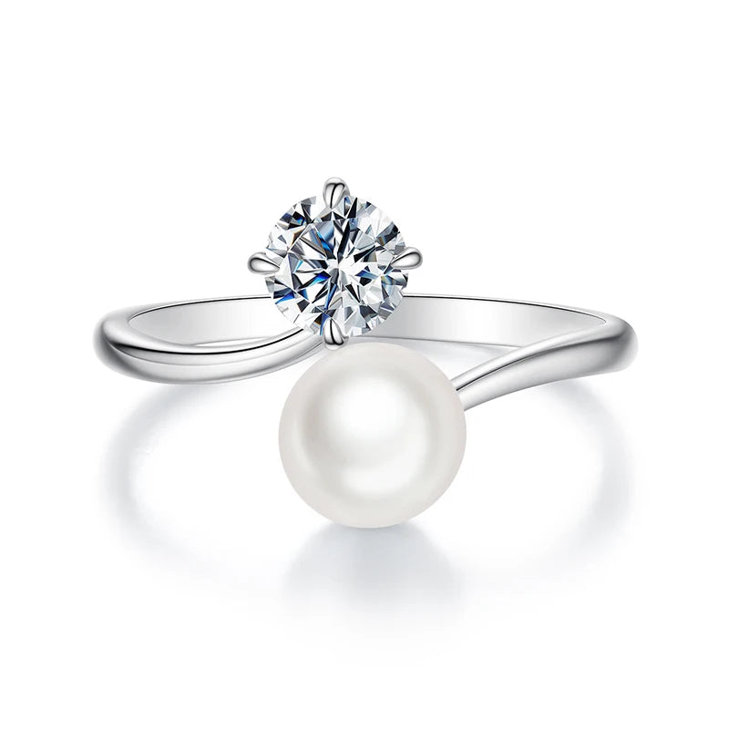 Anel Pérola Moissanite 0.5ct - 100% Prata 925