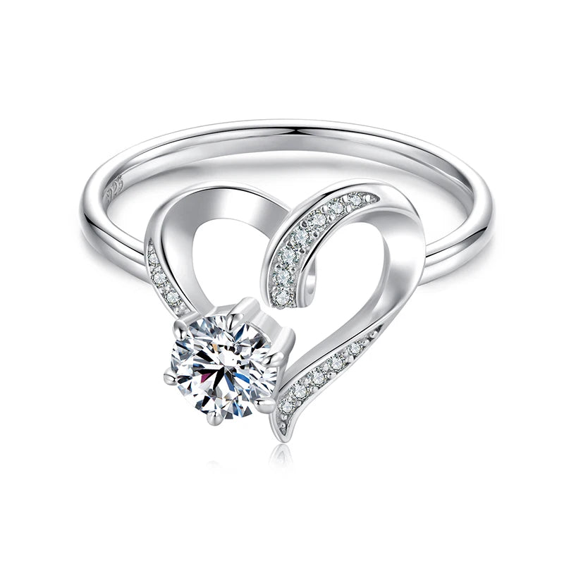 Anel Love Moissanite 0.5 ct - 100% Prata 925