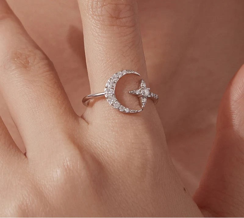 Anel The Moon Moissanite - 100% Prata 925