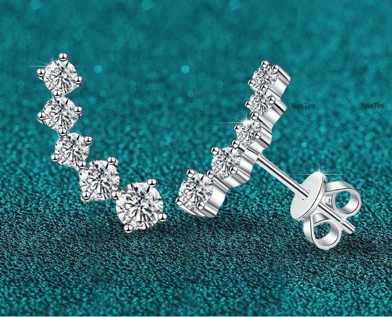 Brinco Ear Cuff Moissanite - 100% Prata 925