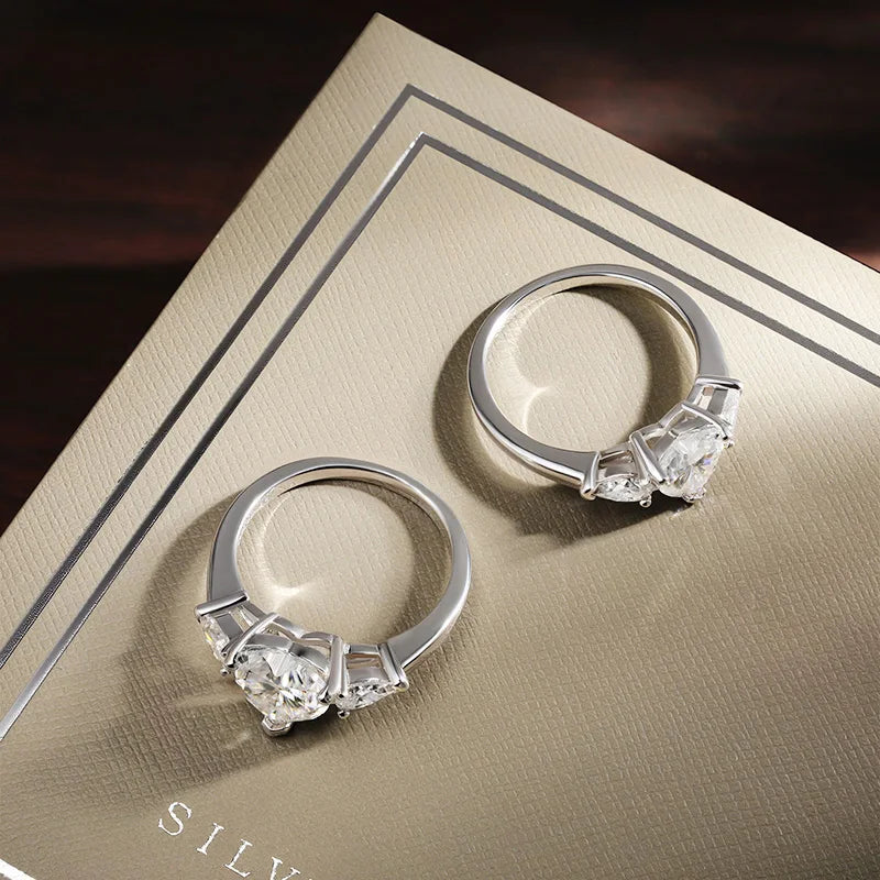 Anel Coração Cut Moissanite - 100% Prata 925