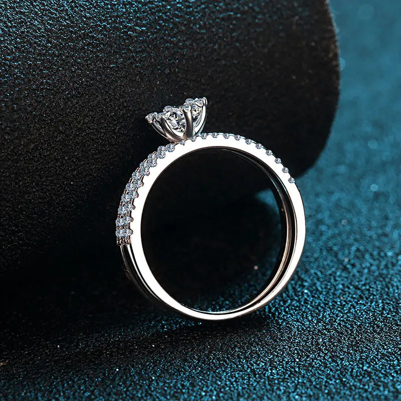 Conjunto de Anéis Diamond Moissanite - 100% Prata 925