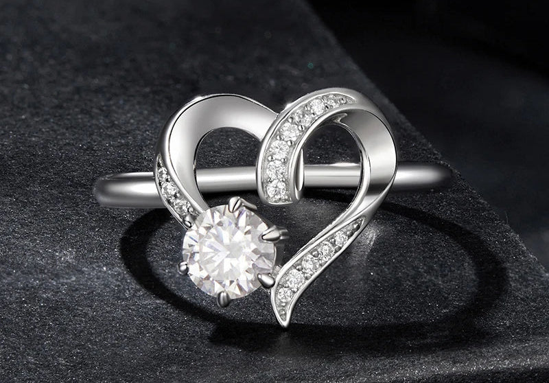 Anel Love Moissanite 0.5 ct - 100% Prata 925