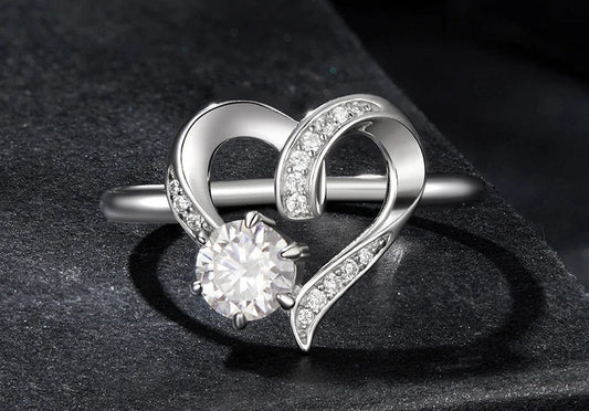 Anel Love Moissanite 0.5 ct - 100% Prata 925