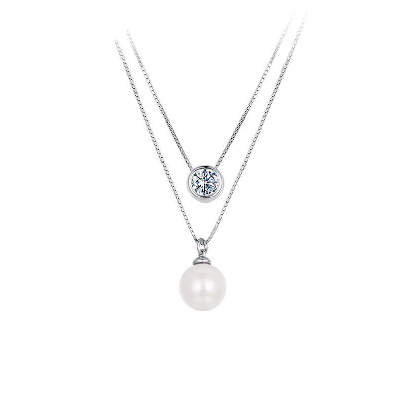 Colar Duplo Pearl Moissanite - 100% Prata 925