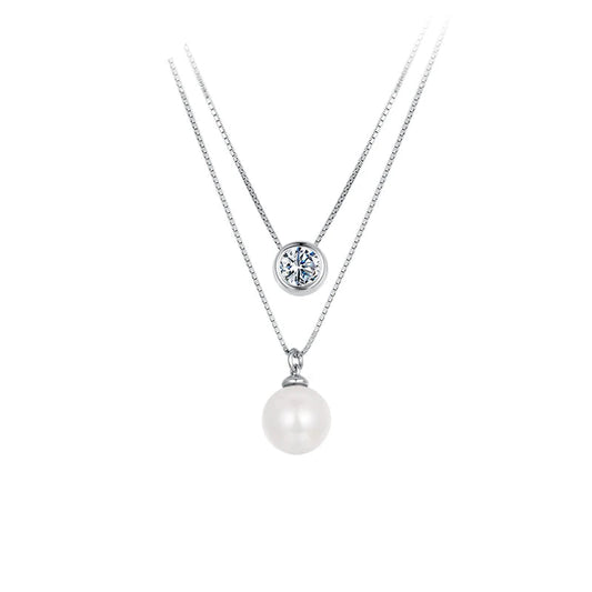 Colar Duplo Pearl Moissanite - 100% Prata 925