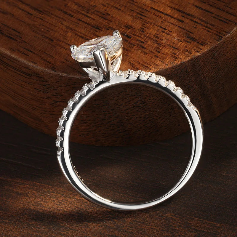 Anel de Coração Solitário Moissanite - 100% Prata 925