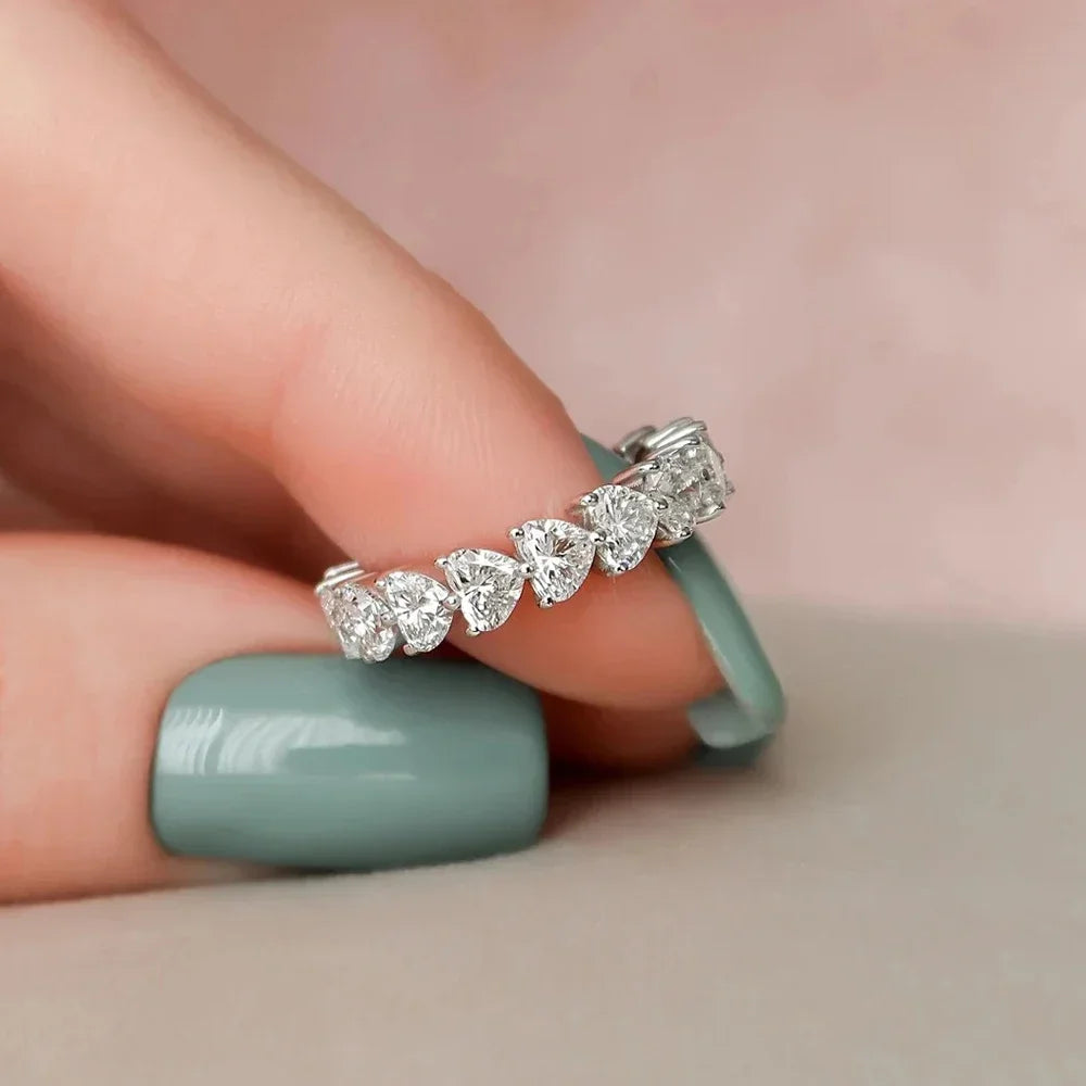 Anel Aparador de Coração Moissanite - 100% Prata 925