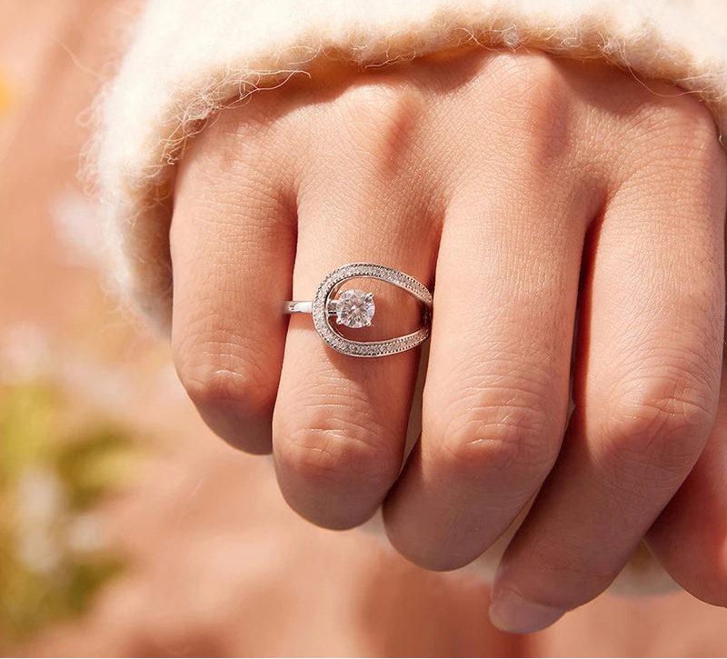 Anel Luna Moissanite - 100% Prata 925