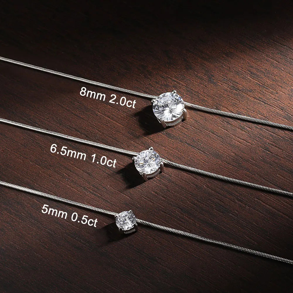 Colar Solitário Moissanite Luxo - 100% Prata 925