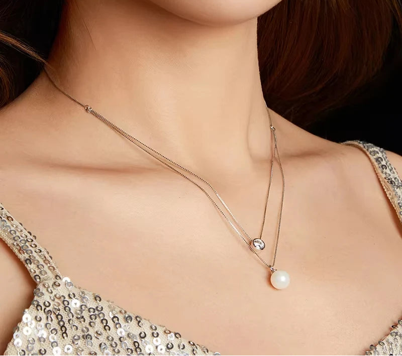 Colar Duplo Pearl Moissanite - 100% Prata 925