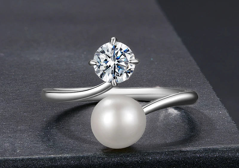 Anel Pérola Moissanite 0.5ct - 100% Prata 925