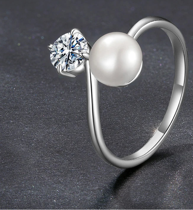 Anel Pérola Moissanite 0.5ct - 100% Prata 925