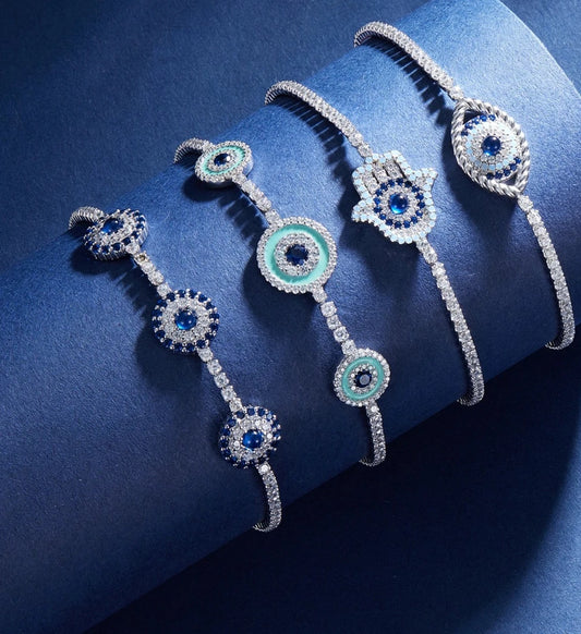 Pulseira Hamsá - 100% Prata 925 cravejado com zircônias