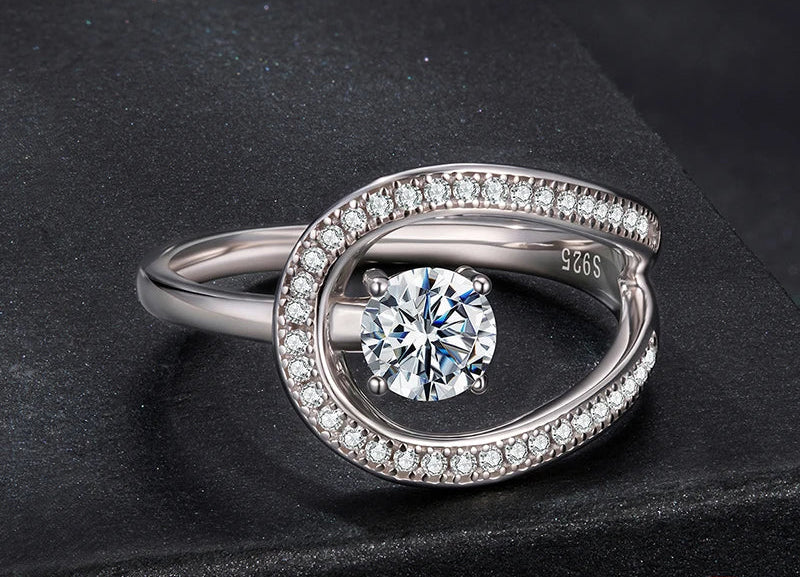 Anel Luna Moissanite - 100% Prata 925