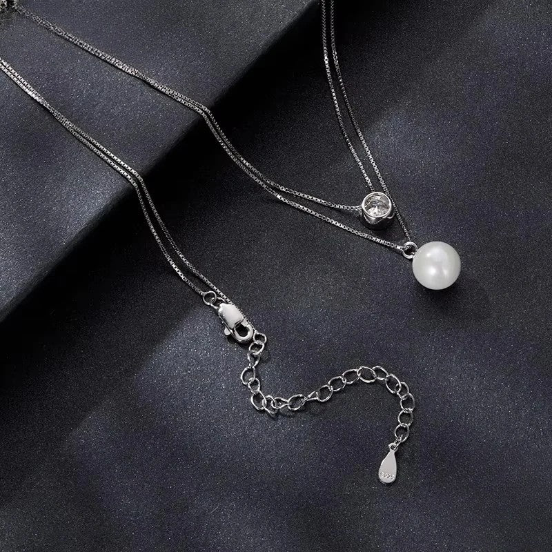 Colar Duplo Pearl Moissanite - 100% Prata 925