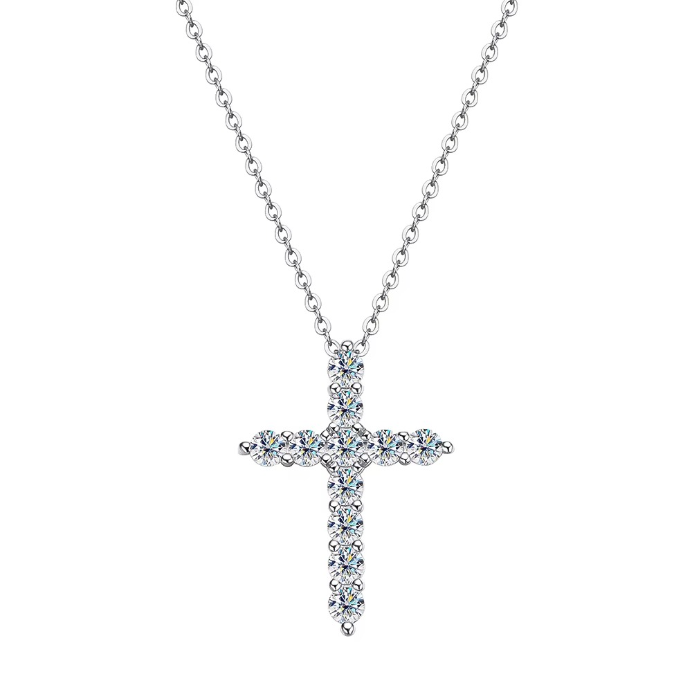 Colar Crucifixo Moissanite - 100% Prata 925