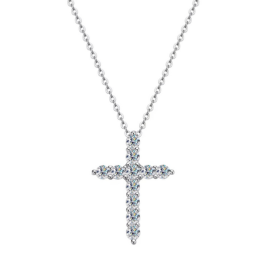 Colar Crucifixo Moissanite - 100% Prata 925