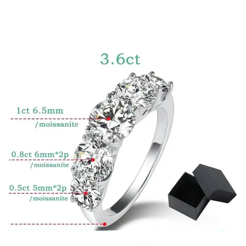 Anel Queen Moissanite 3.6ct - 100% Prata 925