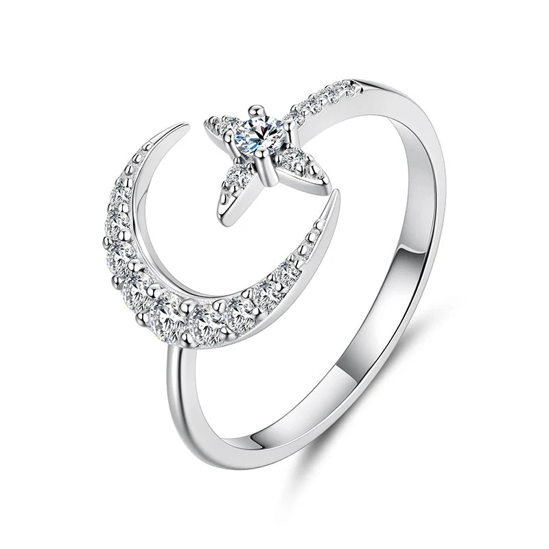 Anel The Moon Moissanite - 100% Prata 925