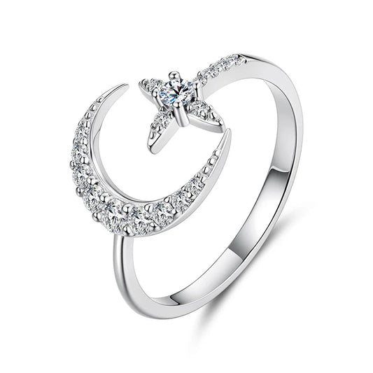 Anel The Moon Moissanite - 100% Prata 925