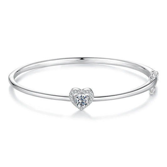 Bracelete de Coração Moissanite 0.5CT - 100% Prata 925