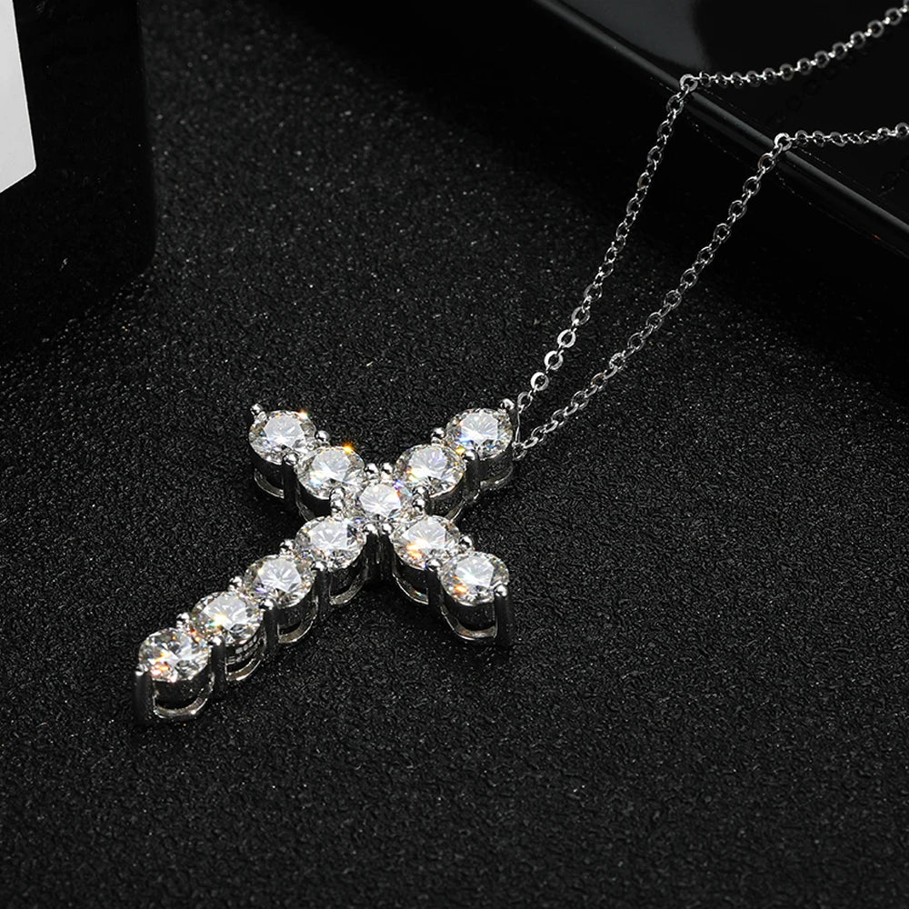 Colar Crucifixo Moissanite - 100% Prata 925