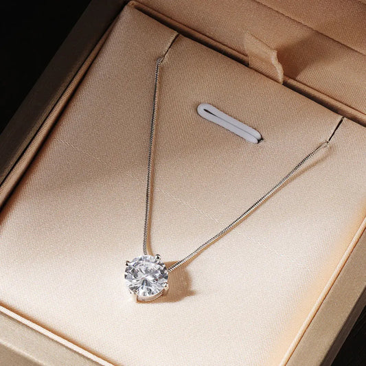 Colar Solitário Moissanite Luxo - 100% Prata 925