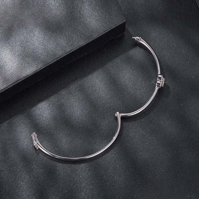 Bracelete de Coração Moissanite 0.5CT - 100% Prata 925