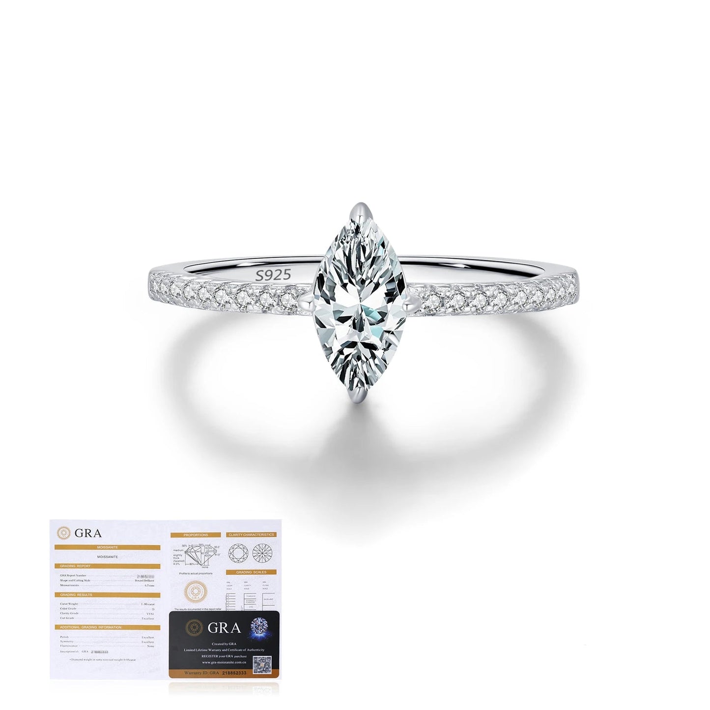 Anel Elisée Moissanite - 100% Prata 925