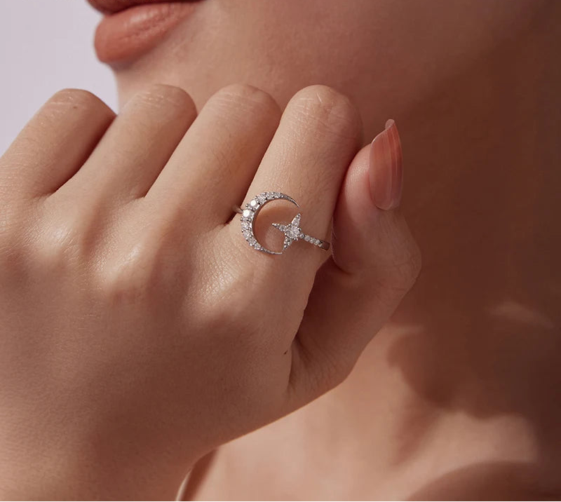 Anel The Moon Moissanite - 100% Prata 925