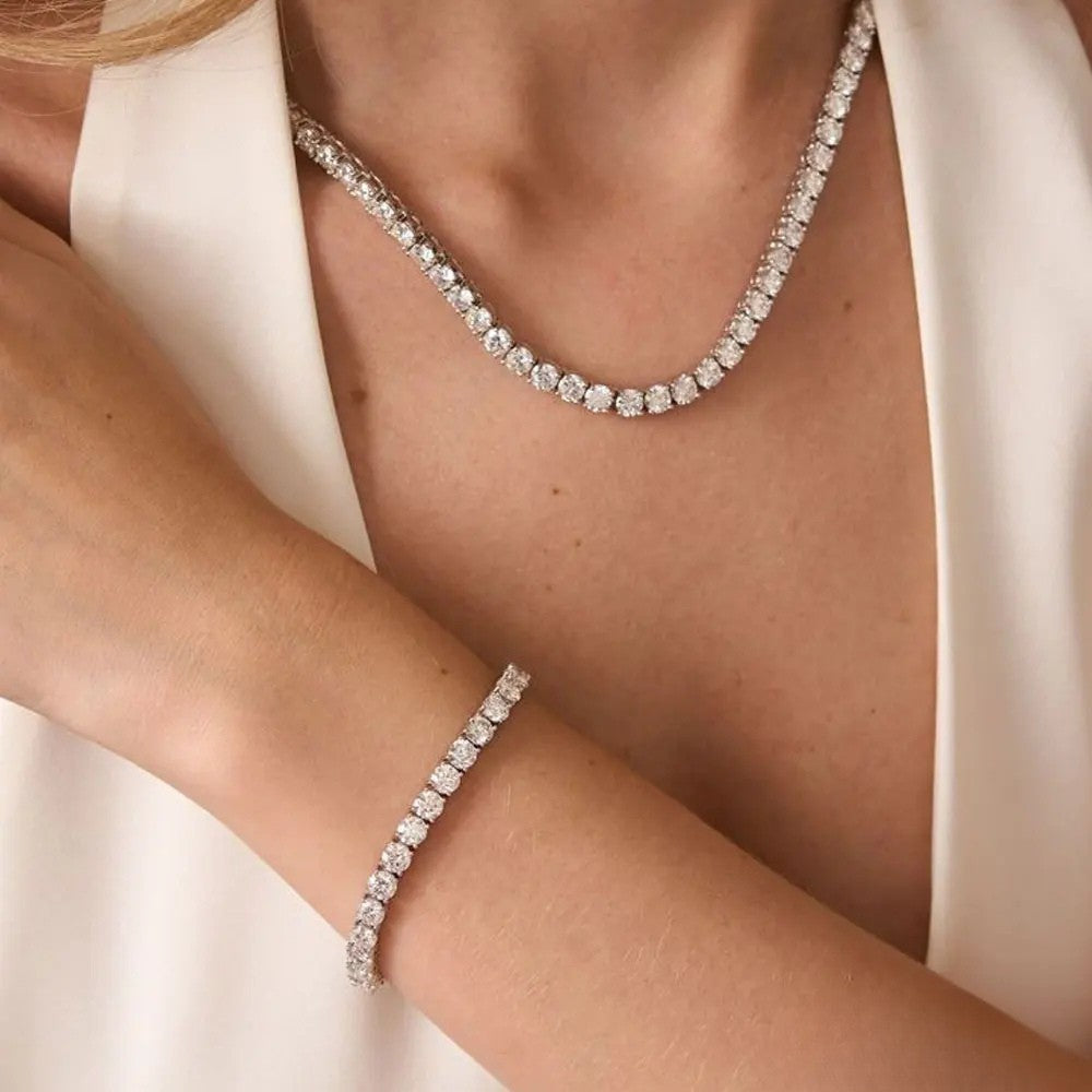 Colar Riviera 4 Garras Classic em Moissanite - 100% Prata 925