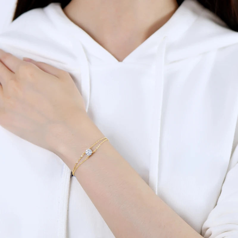 Pulseira Shine Dupla Moissanite - 100% Prata 925