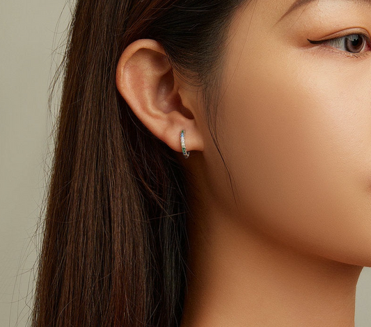 Brinco Argola Color Cravejada P - 100% Prata 925