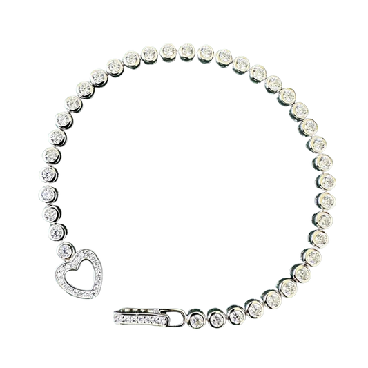 Pulseira Fine Heart - 100% Prata com moissanite