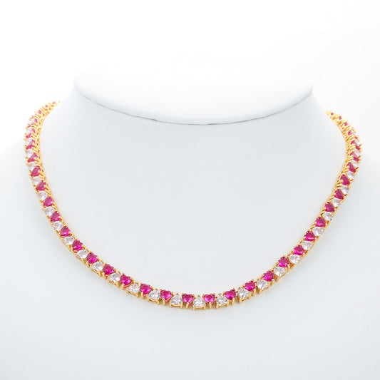 Riviera de Coração Pink Dream 5MM - Cravejada com zircônias